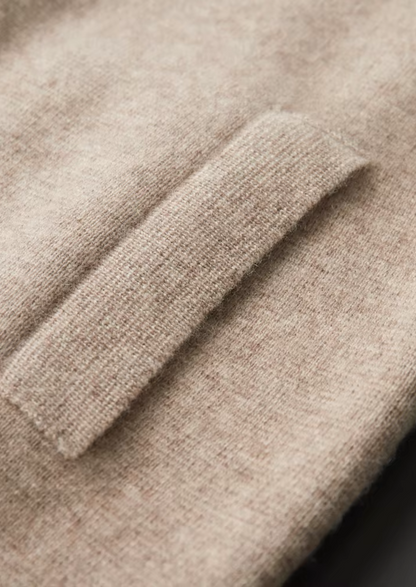 EXTRA-FINE MERINO WOOL ZIP POLO CARDIGAN